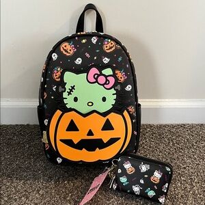 Hello Kitty Zombie Pumpkin Glow in the Dark Mini Backpack and wallet